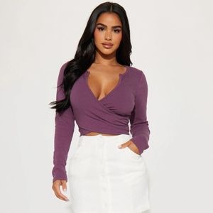 NWT Fashion Nova Katrina Violet Long Sleeve Crop Top Size Medium